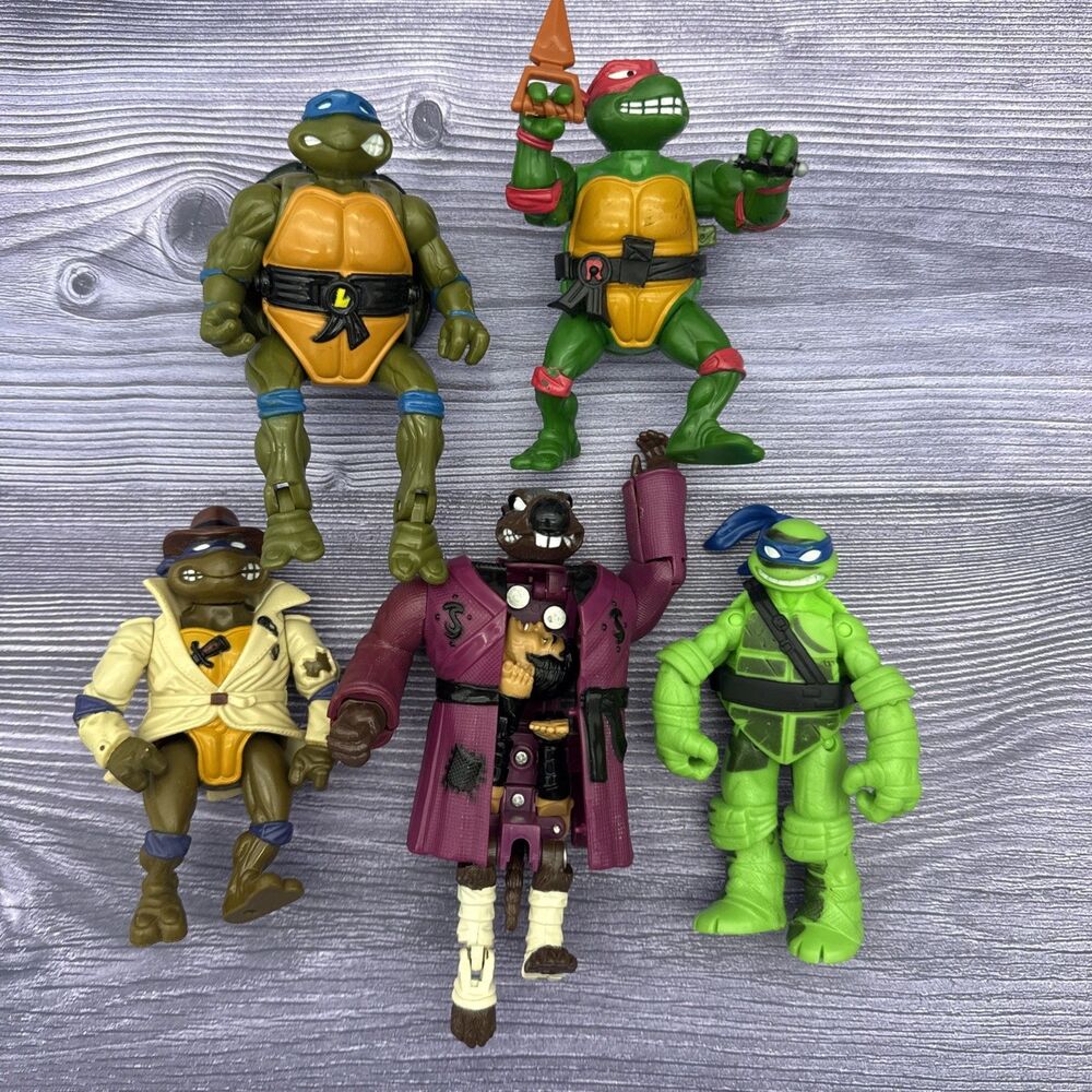 Lot Of 5 Vintage TMNT Teenage Mutant Ninja Turtles Action Figures 80's 90s
